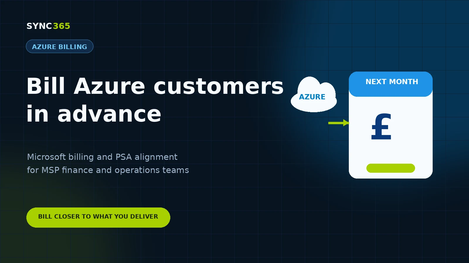 Azure cloud and next-month calendar illustrating Azure billing in advance
